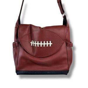 Timi & Leslie Football Stitch Men's Diaper Bag Brown Leather Game Day‎ Sporty